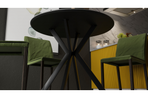 Стол обеденный Эрвин Тип 1 Черный муар, Керамика матовая серый мрамор