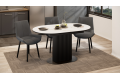 Стол обеденный раздвижной «Эридан» Тип 2 Черный муар, Керамика матовая белый мрамор