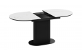 Стол обеденный раздвижной «Эридан» Тип 2 Черный муар, Керамика матовая белый мрамор