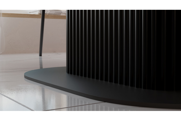 Стол обеденный раздвижной «Эридан» Тип 2 Черный муар, Керамика матовая белый мрамор