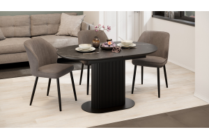 Стол обеденный раздвижной Эридан Тип 2 Черный муар, Керамика матовая черный мрамор