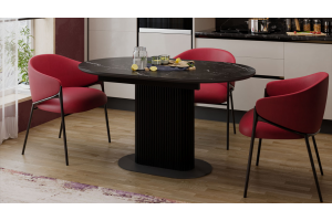 Стол обеденный раздвижной Эридан Тип 2 Черный муар, Керамика матовая черный мрамор