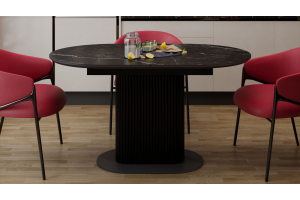 Стол обеденный раздвижной Эридан Тип 2 Черный муар, Керамика матовая черный мрамор