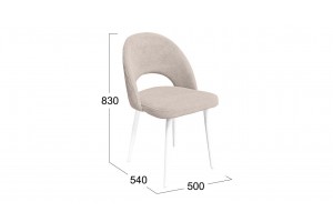 Стул Амели (конус Т2) Белый муар, Велюр DREAM Beige (бежевый)