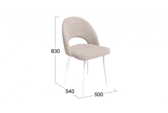 Стул «Амели» (конус Т2) Белый муар, Велюр DREAM Beige (бежевый)