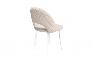Стул Амели (конус Т2) Белый муар, Велюр DREAM Beige (бежевый)