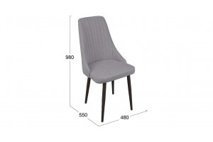 Стул Данте Черный муар, Велюр DREAM Grey (серый)