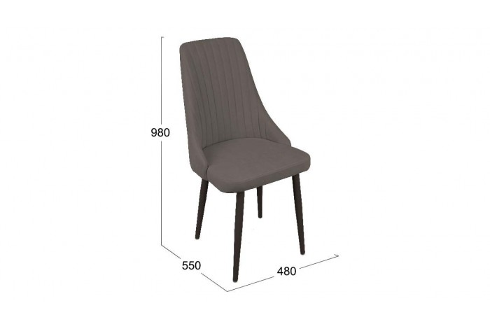 Стул «Данте» Черный муар, Велюр DREAM Stone (серо-коричневый)