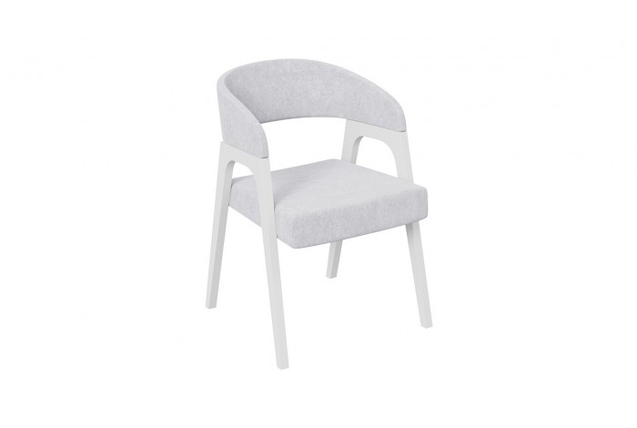 Кресло «Техас 1» - W-101 Белый матовый, тк. №210 Велюр Jercy silver