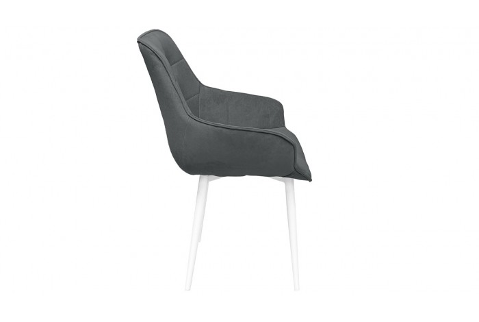 Стул «Шато» (конус Т2) Белый муар, Велюр DREAM Grafit (темно-серый)