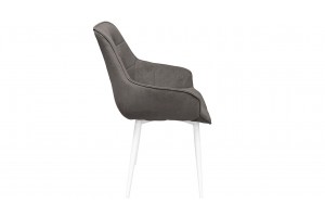 Стул Шато (конус Т2) Белый муар, Велюр DREAM Stone (серо-коричневый)