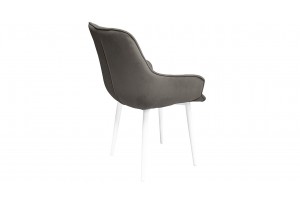 Стул Шато (конус Т2) Белый муар, Велюр DREAM Stone (серо-коричневый)
