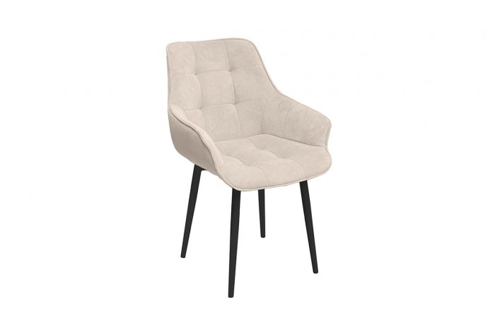 Стул «Шато» (конус Т2) Черный муар, Велюр DREAM Beige (бежевый)
