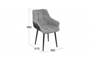 Стул Шато (конус Т2) Черный муар, Велюр DREAM Grey (серый)