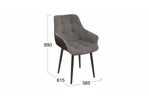 Стул Шато (конус Т2) Черный муар, Велюр DREAM Stone (серо-коричневый)